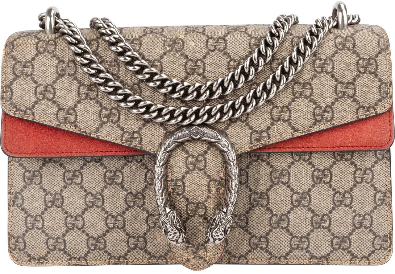 Gucci Gucci Monogram GG Supreme Suede Dionysus Shoulder Bag Beige