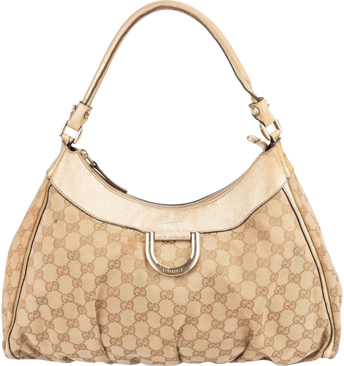Gucci Gucci Monogram GG Canvas Abbey D-Ring Hobo Shoulder Bag Beige