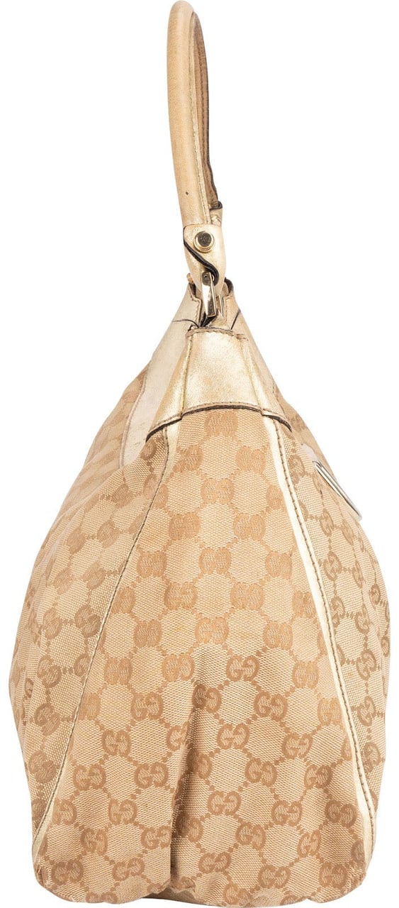 Gucci Gucci Monogram GG Canvas Abbey D-Ring Hobo Shoulder Bag Beige