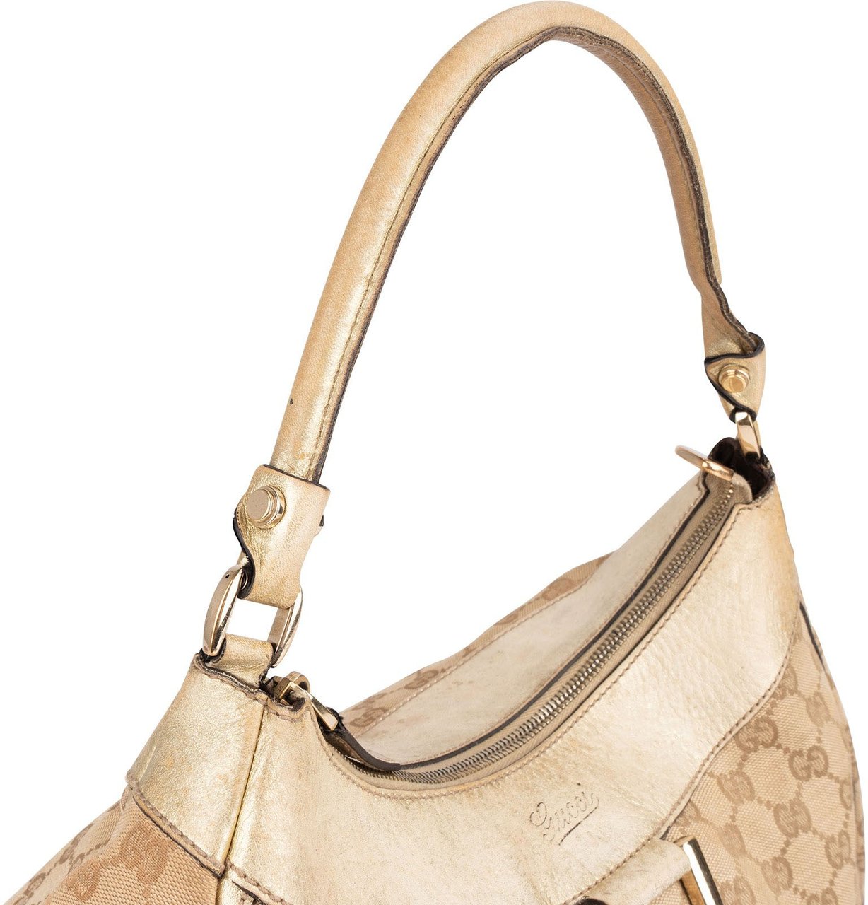 Gucci Gucci Monogram GG Canvas Abbey D-Ring Hobo Shoulder Bag Beige