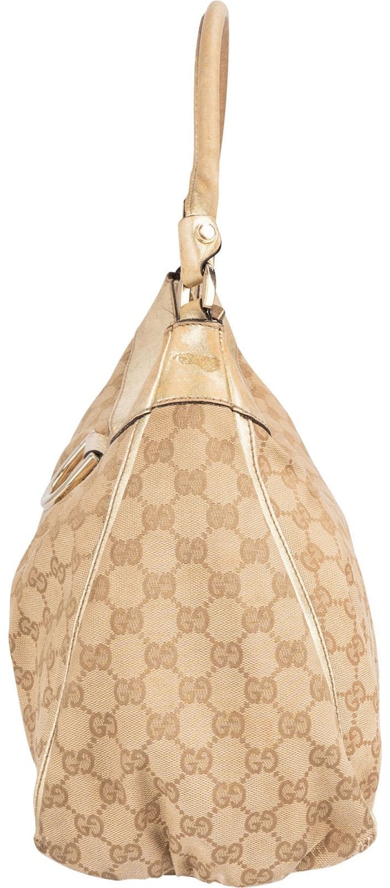 Gucci Gucci Monogram GG Canvas Abbey D-Ring Hobo Shoulder Bag Beige
