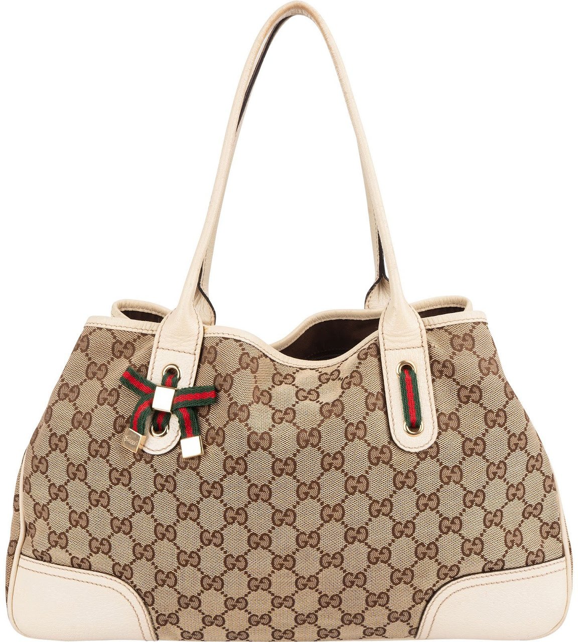 Gucci Monogram GG Canvas Princy Tote Shoulder Bag Beige