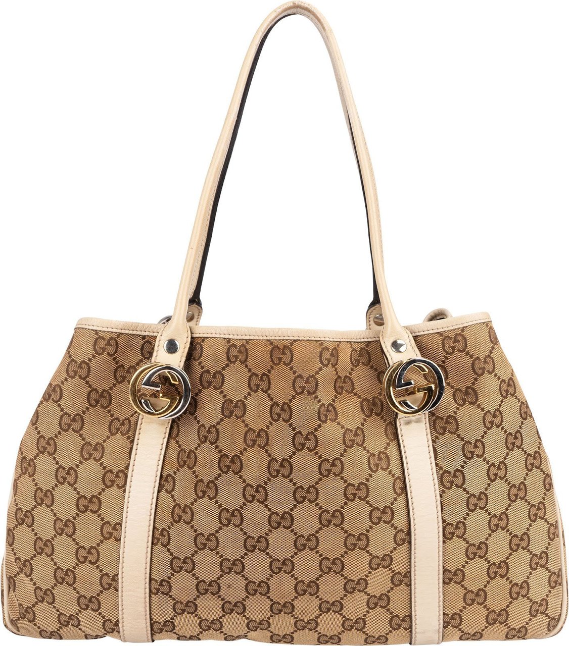 Gucci Gucci Monogram GG Canvas Twin Shoulder Bag Beige