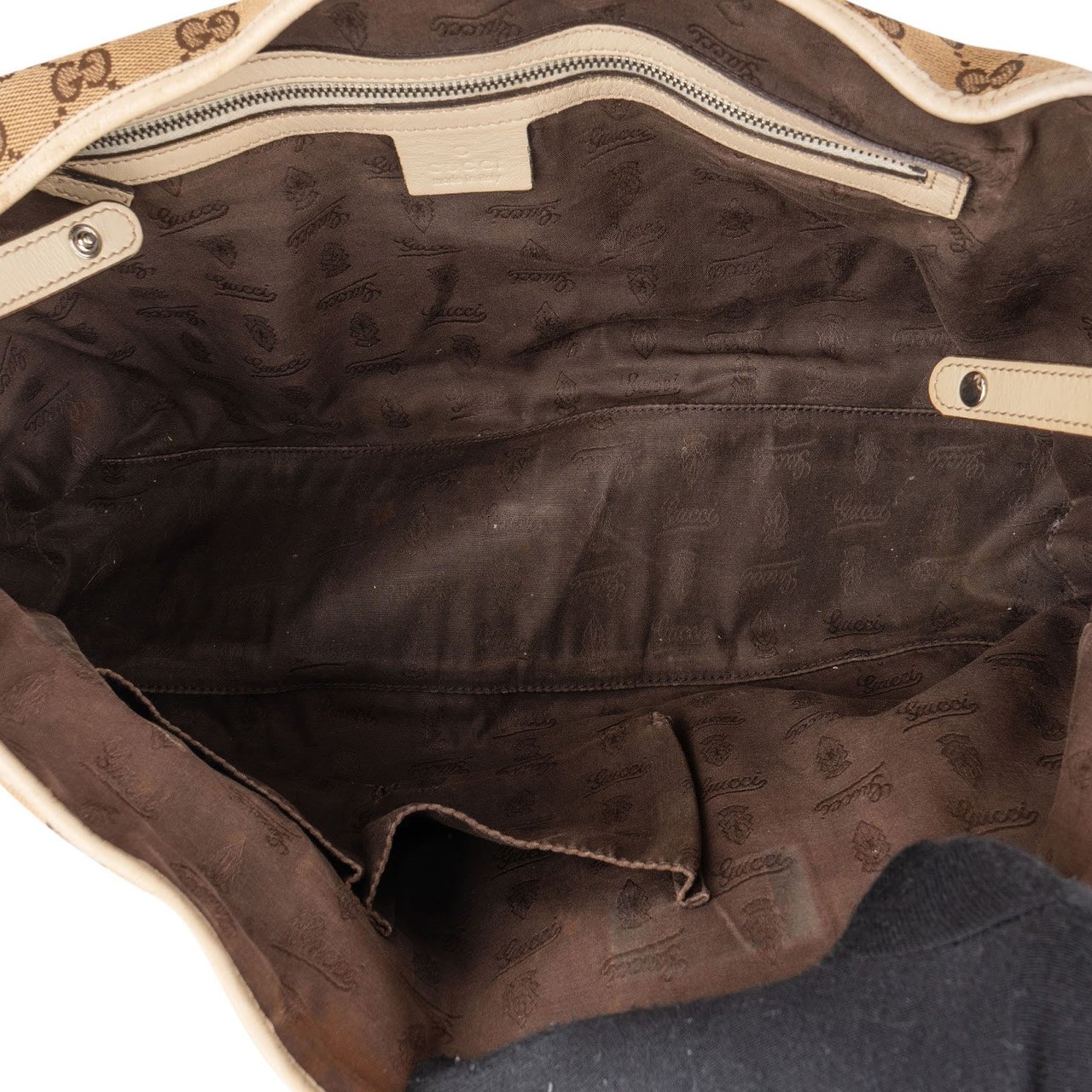 Gucci Gucci Monogram GG Canvas Twin Shoulder Bag Beige