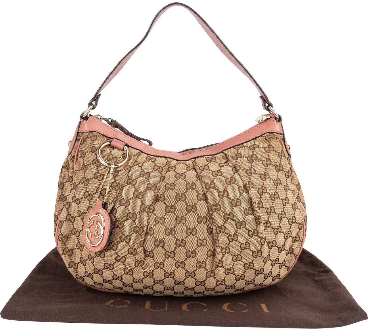 Gucci Gucci Monogram GG Sukey Hobo Shoulder Bag Beige
