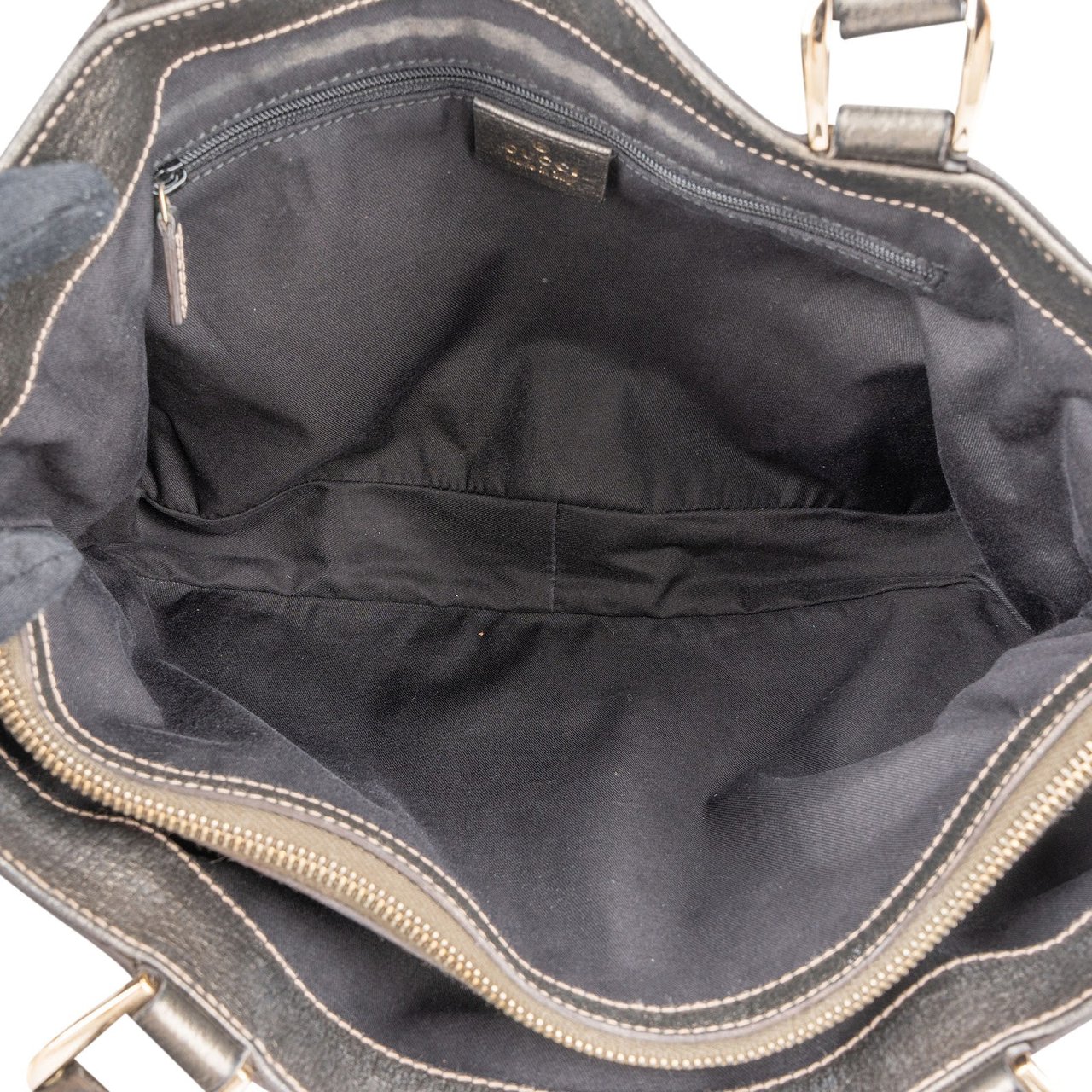 Gucci Gucci Monogram GG Metallic Leather Abbey Tote Handbag Beige