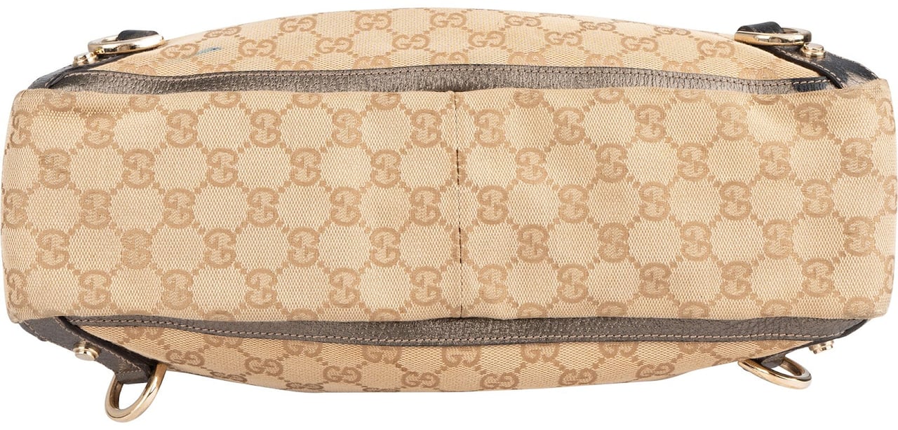 Gucci Gucci Monogram GG Metallic Leather Abbey Tote Handbag Beige