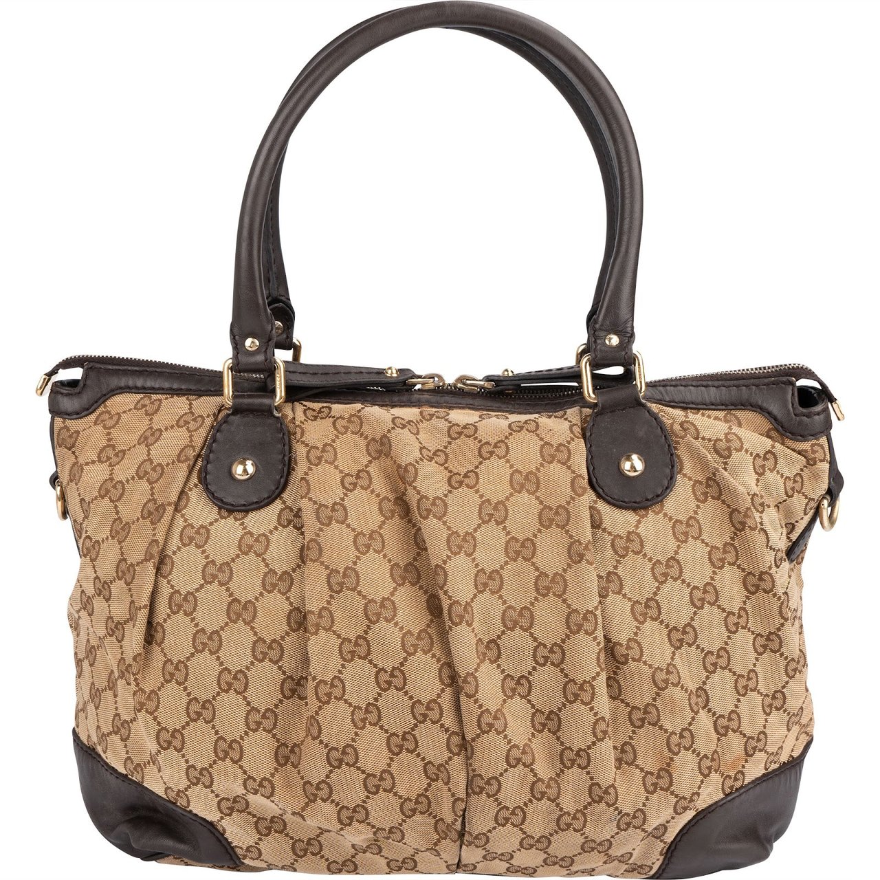 Gucci Gucci Monogram GG Canvas Sukey Tote Handbag Beige