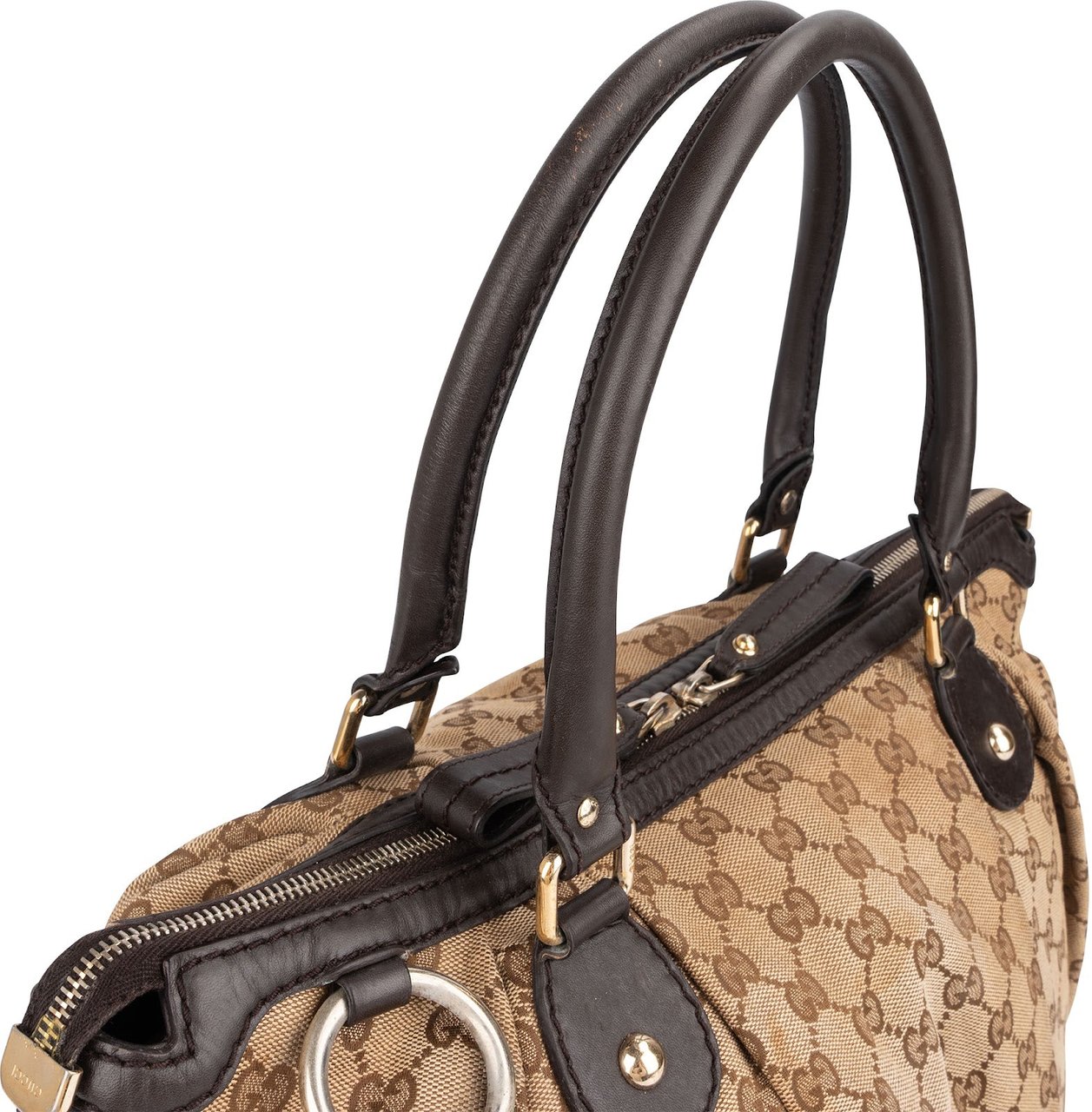 Gucci Gucci Monogram GG Canvas Sukey Tote Handbag Beige