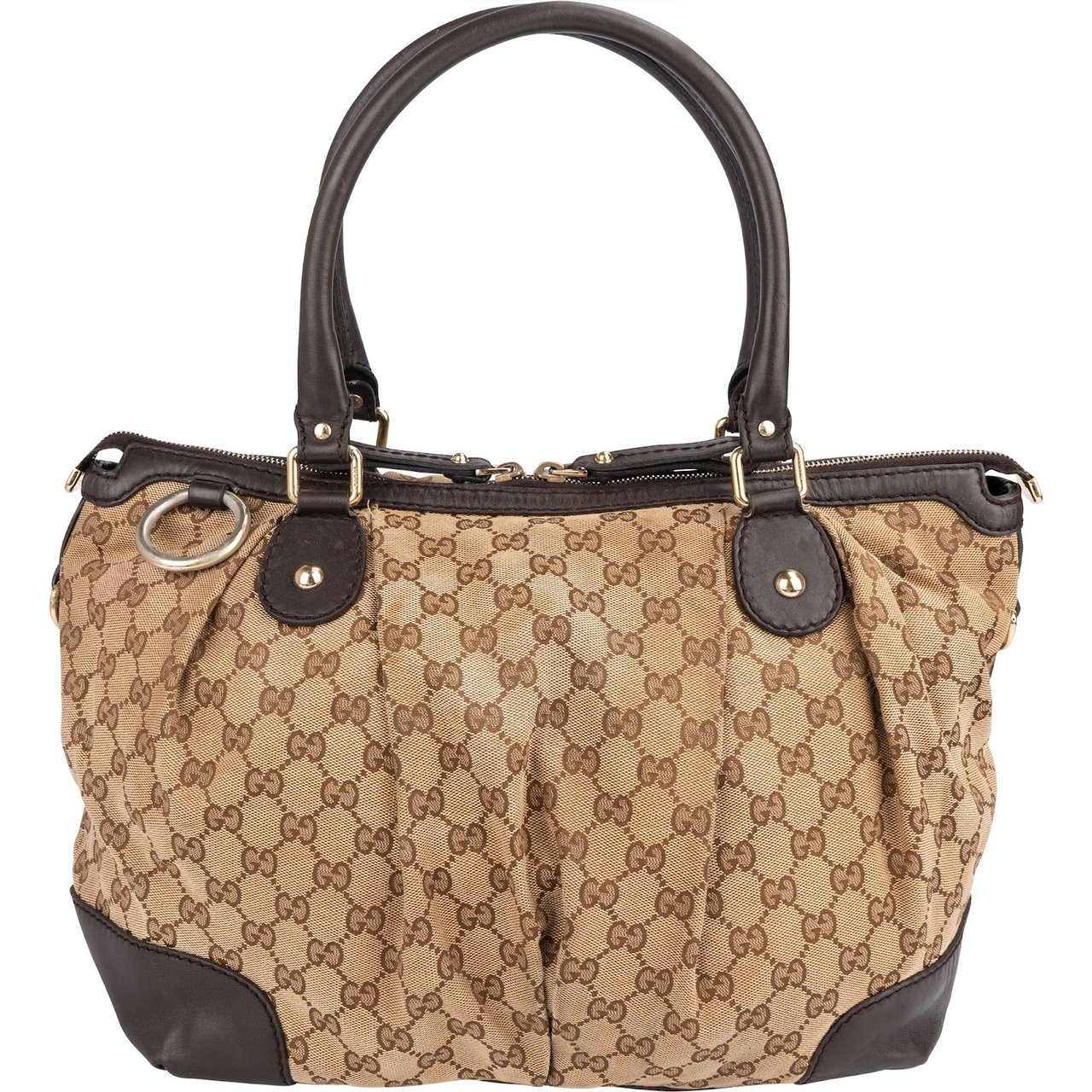 Gucci Gucci Monogram GG Canvas Sukey Tote Handbag Beige