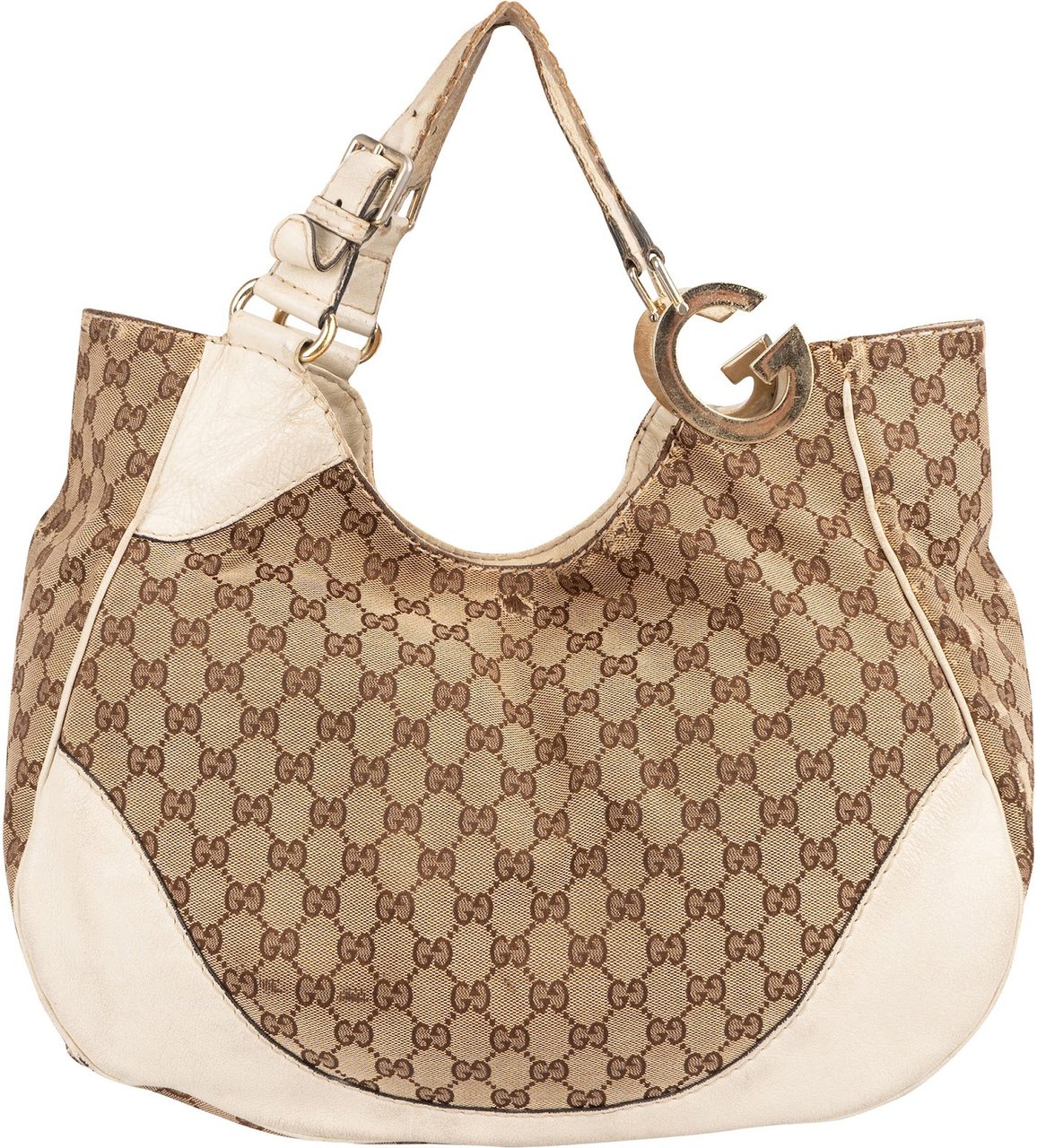 Gucci Gucci Monogram GG Canvas Interlocking G Hobo Handbag Beige