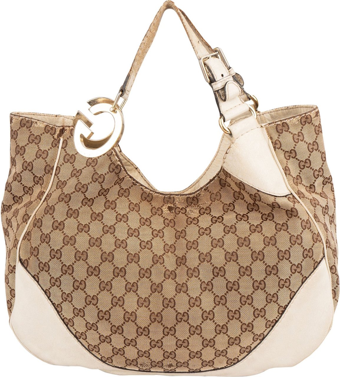 Gucci Gucci Monogram GG Canvas Interlocking G Hobo Handbag Beige