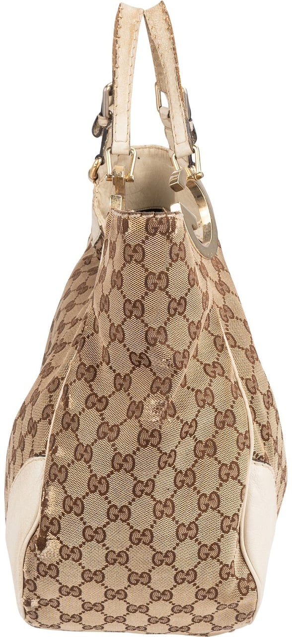 Gucci Gucci Monogram GG Canvas Interlocking G Hobo Handbag Beige