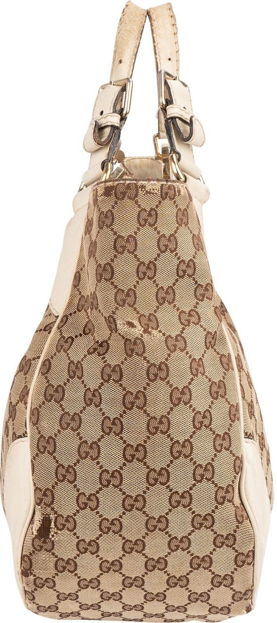 Gucci Gucci Monogram GG Canvas Interlocking G Hobo Handbag Beige