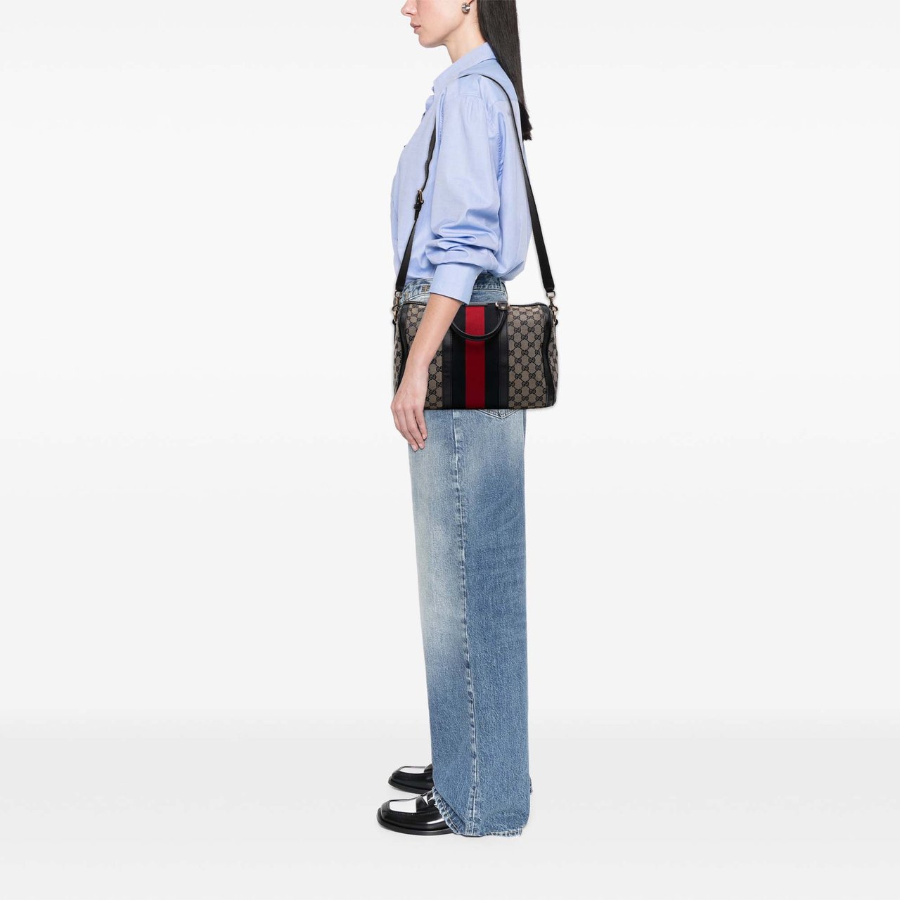 Gucci Medium GG Canvas Web Joy Boston Bag Bruin