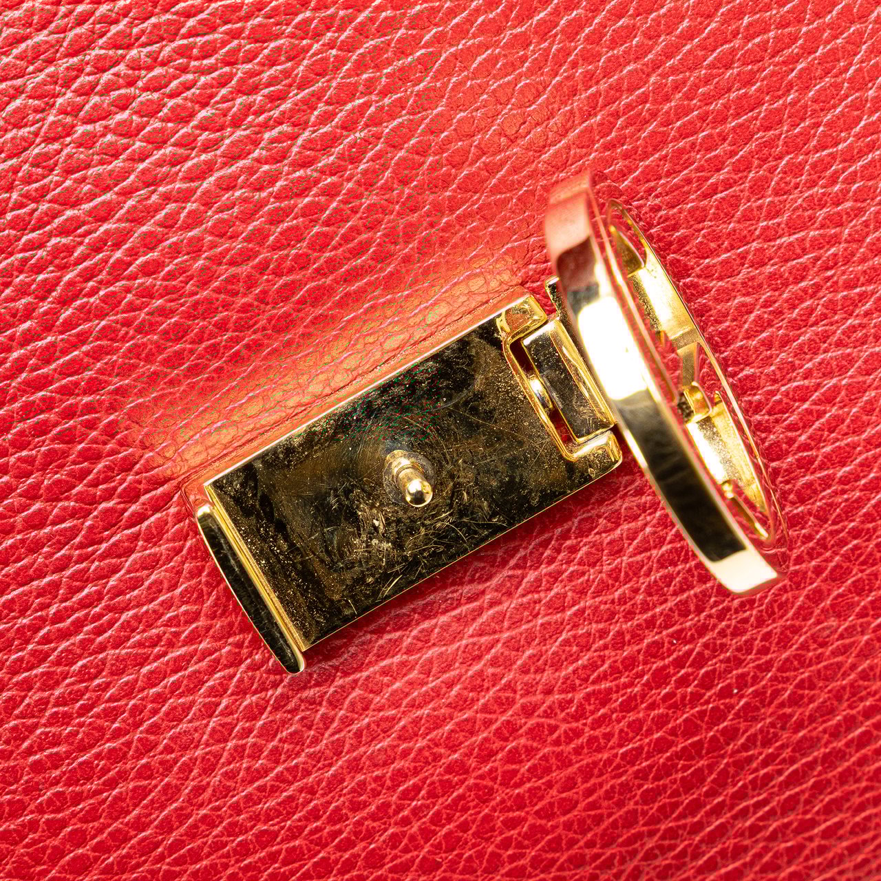 Gucci Medium Dollar Calf Interlocking G Satchel Rood