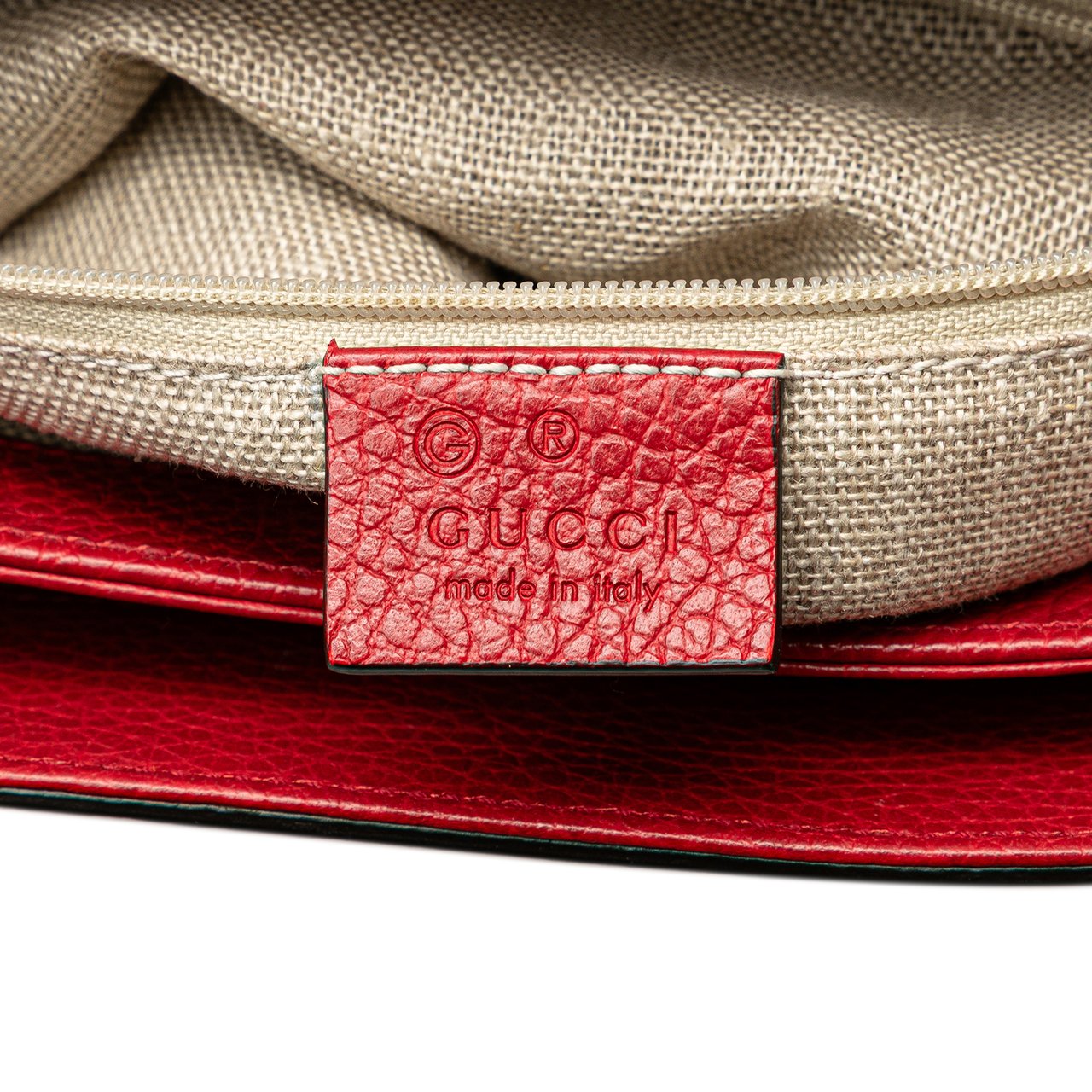 Gucci Medium Dollar Calf Interlocking G Satchel Rood