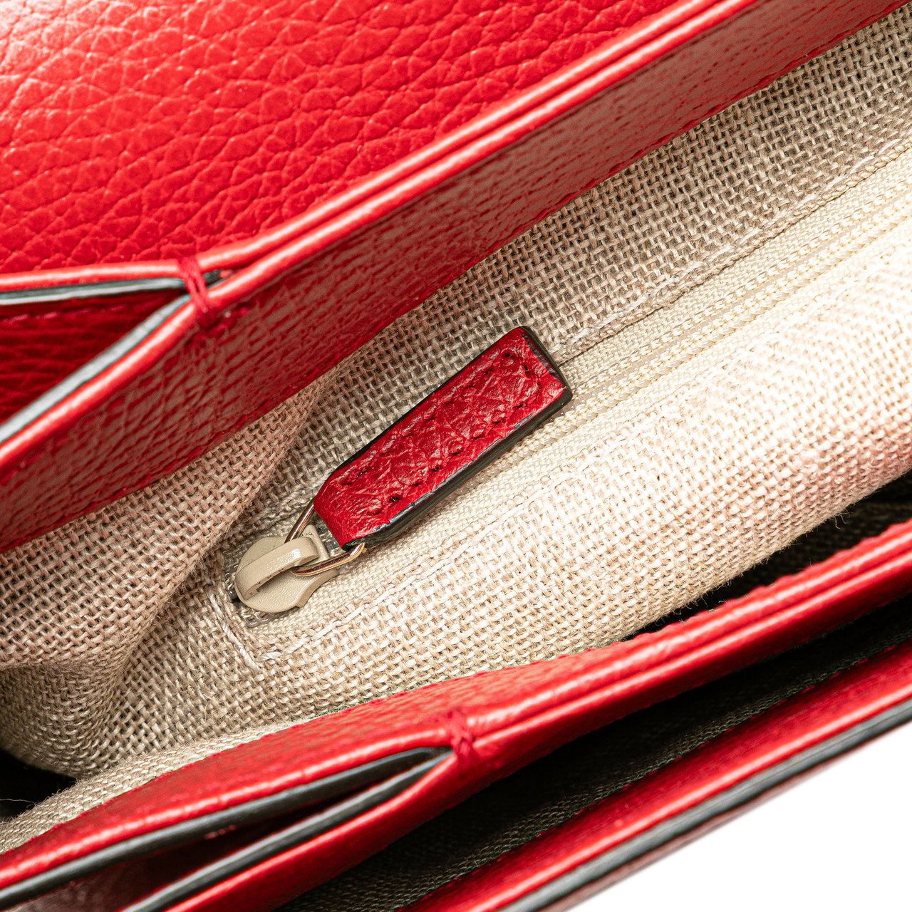 Gucci Medium Dollar Calf Interlocking G Satchel Rood