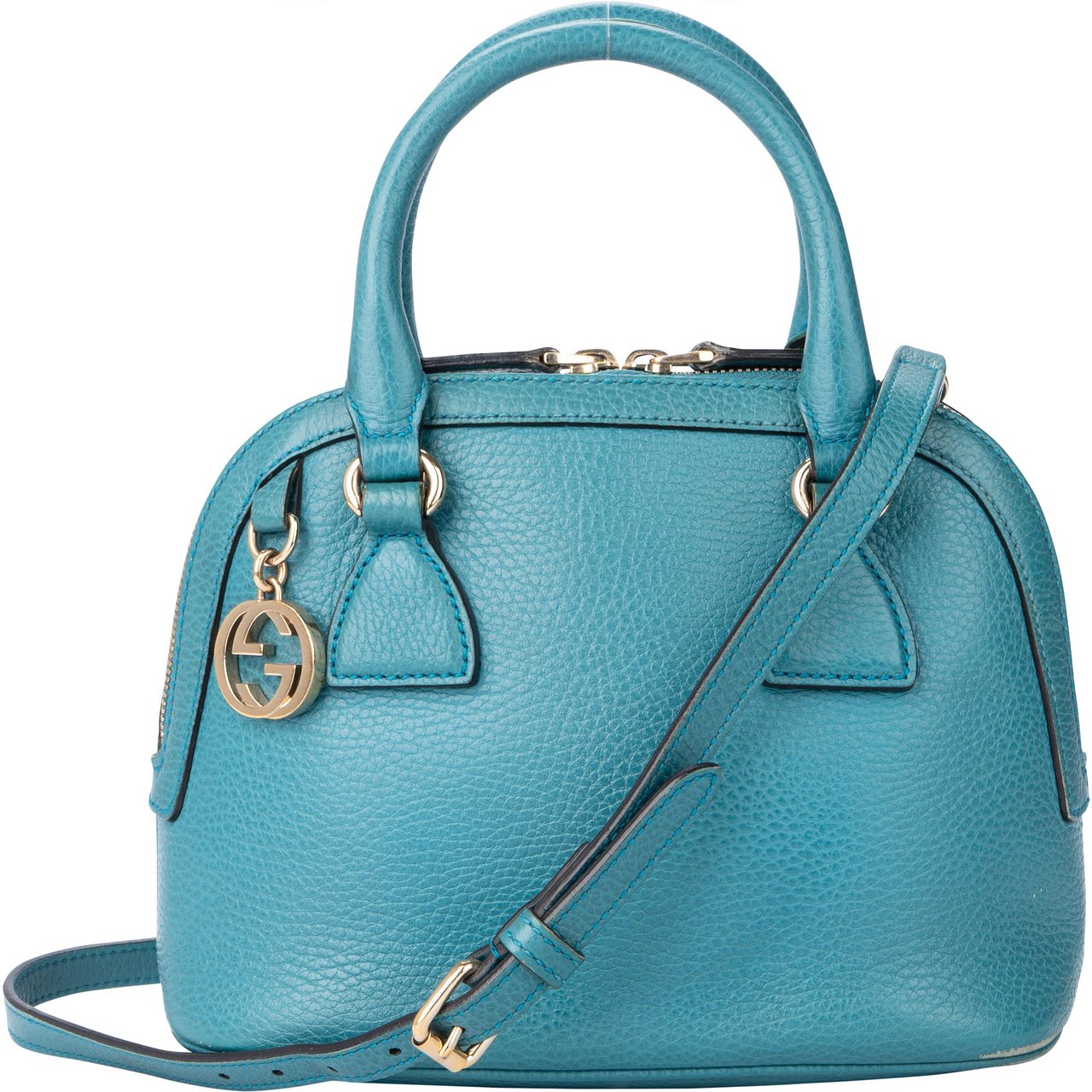 Gucci Gucci Blue Leather GG Handbag Blauw