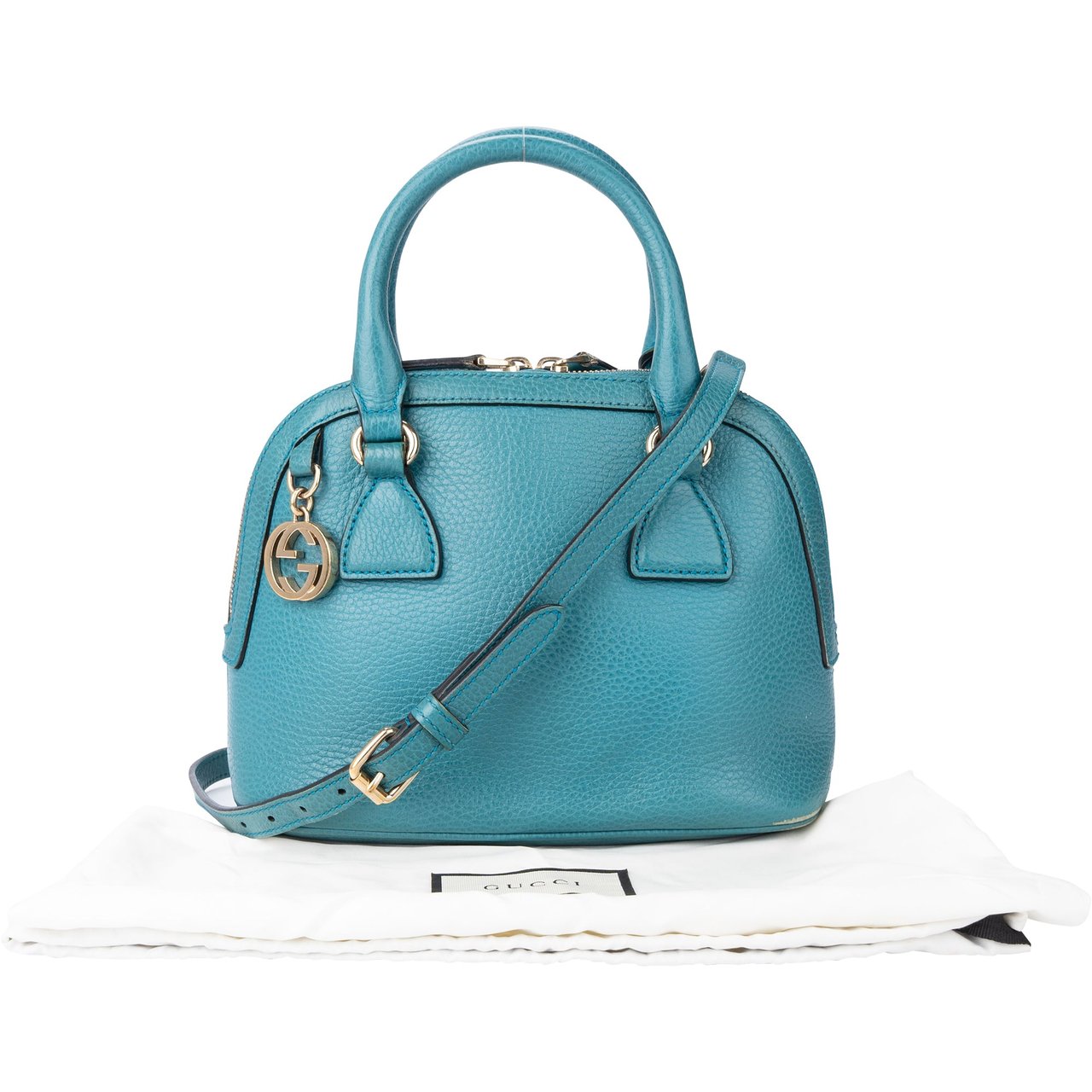 Gucci Gucci Blue Leather GG Handbag Blauw