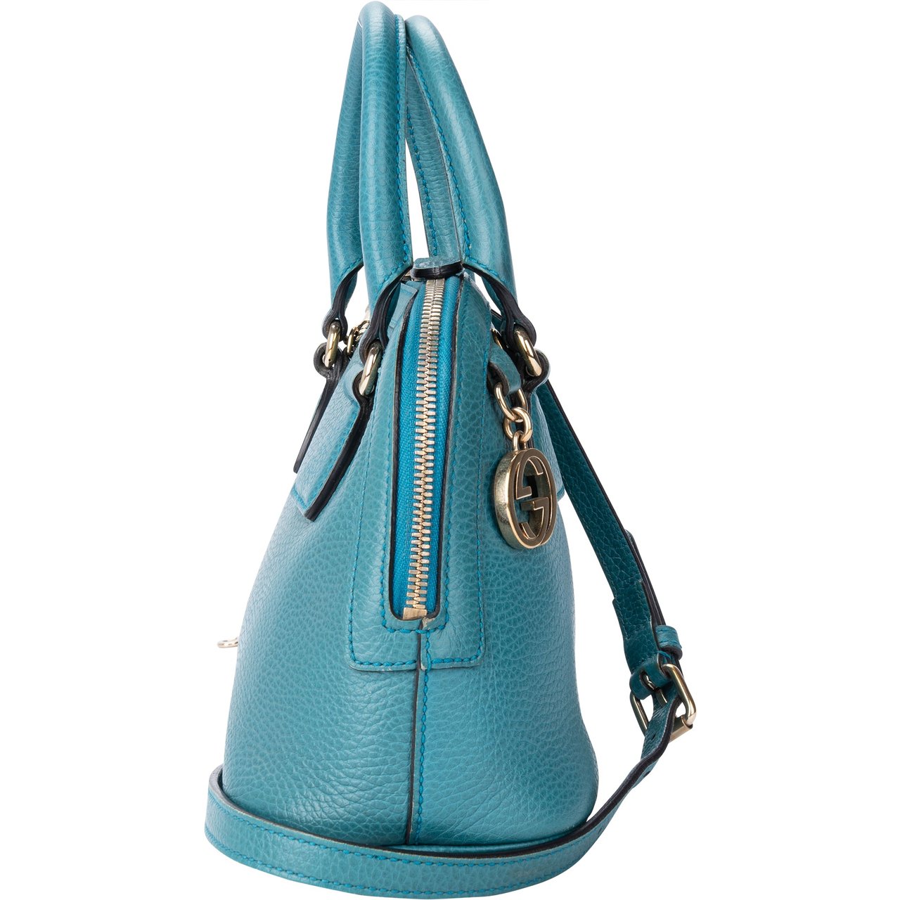 Gucci Gucci Blue Leather GG Handbag Blauw
