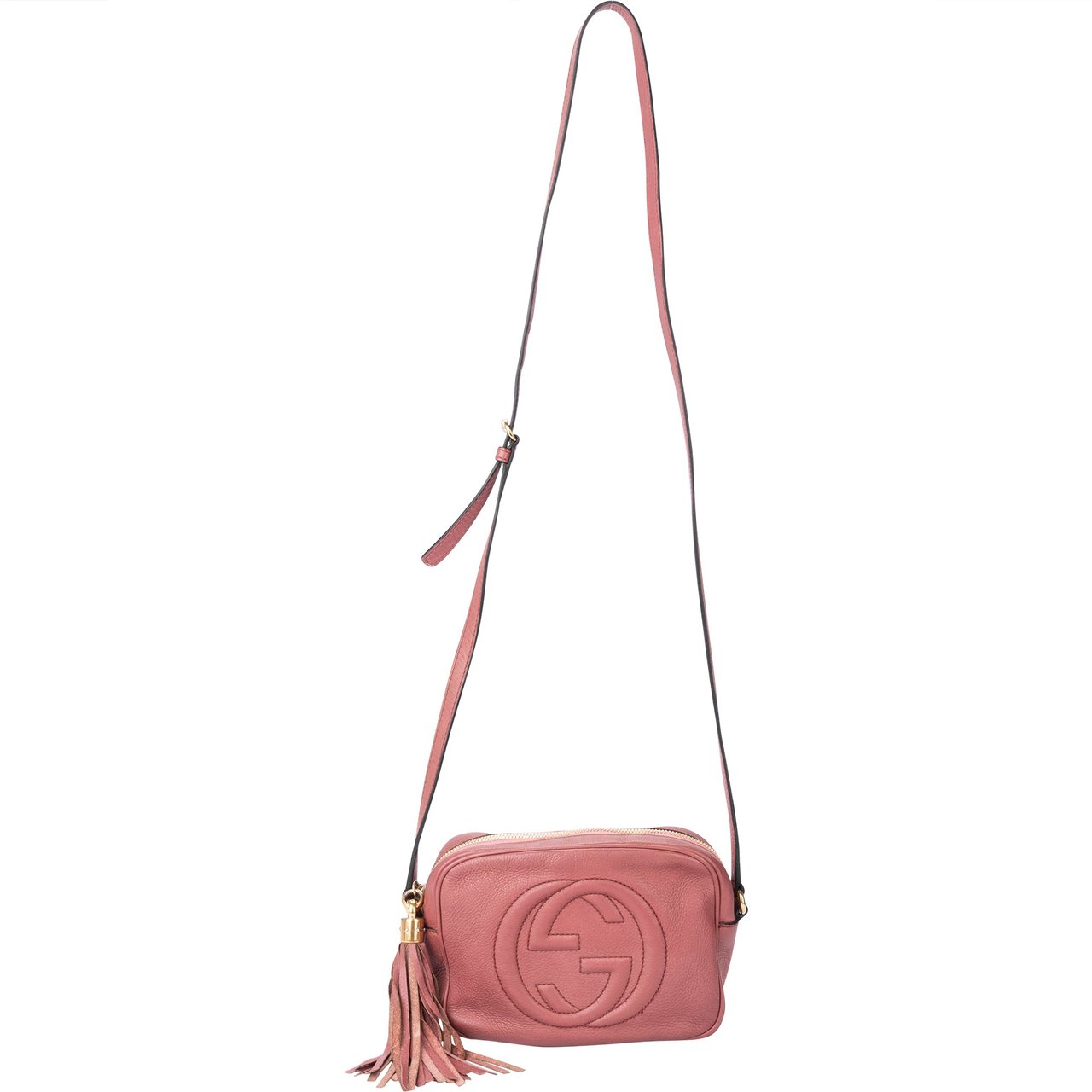 Gucci Gucci Pink Leather GG Soho Crossbody Bag Roze