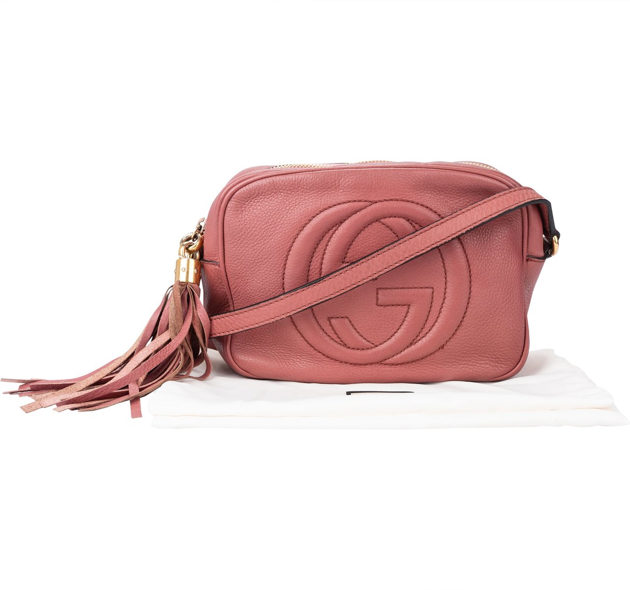 Gucci Gucci Pink Leather GG Soho Crossbody Bag Roze