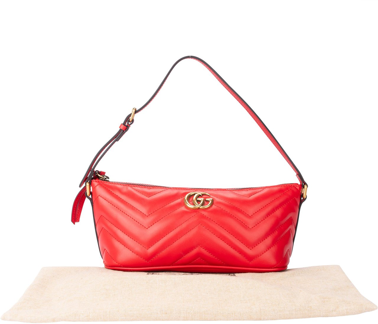 Gucci Gucci Rosso Leather Marmont Shoulder Bag Divers
