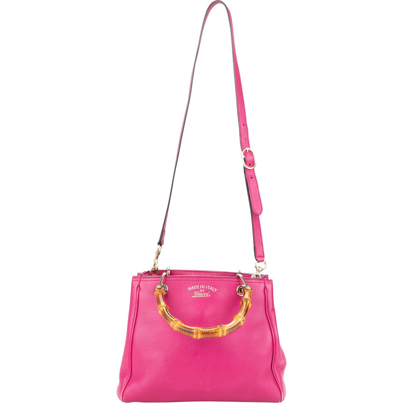 Gucci Gucci Pink Leather Bamboo Handbag Roze