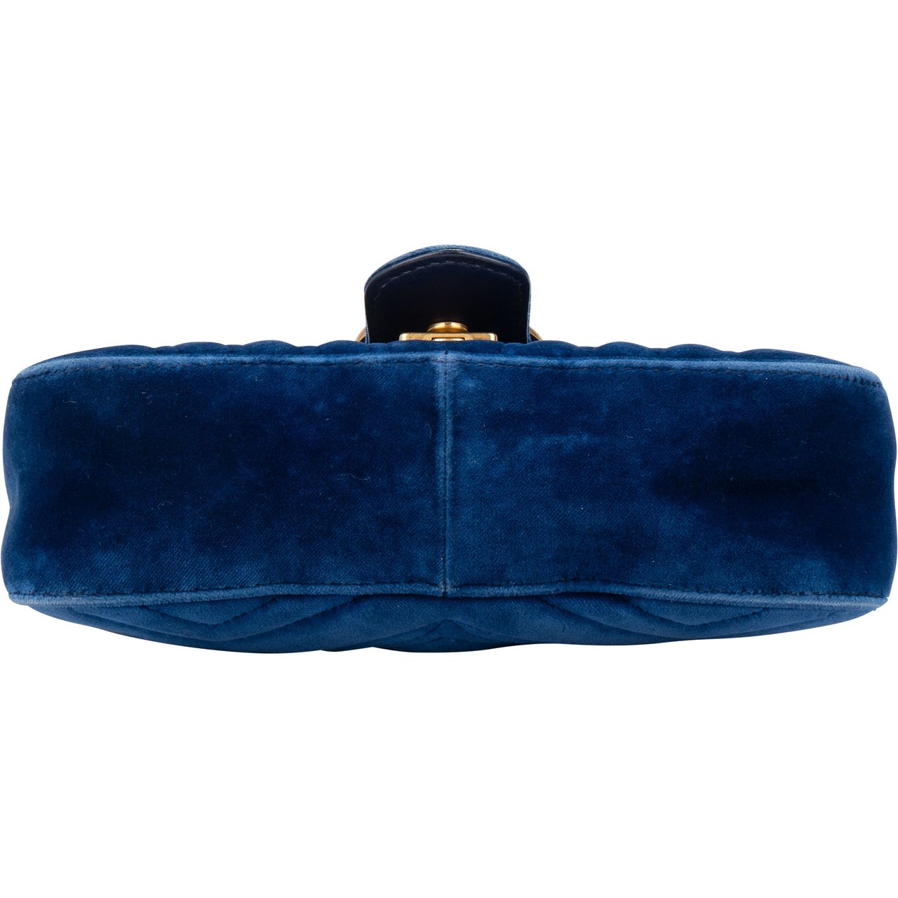 Gucci Gucci Blue Satin Marmont Stitch Crossbody Bag Blauw