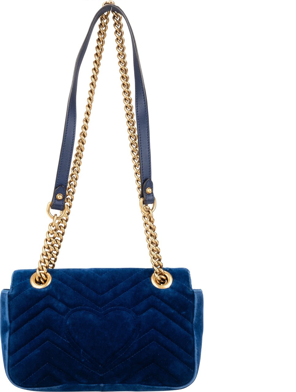 Gucci Gucci Blue Satin Marmont Stitch Crossbody Bag Blauw