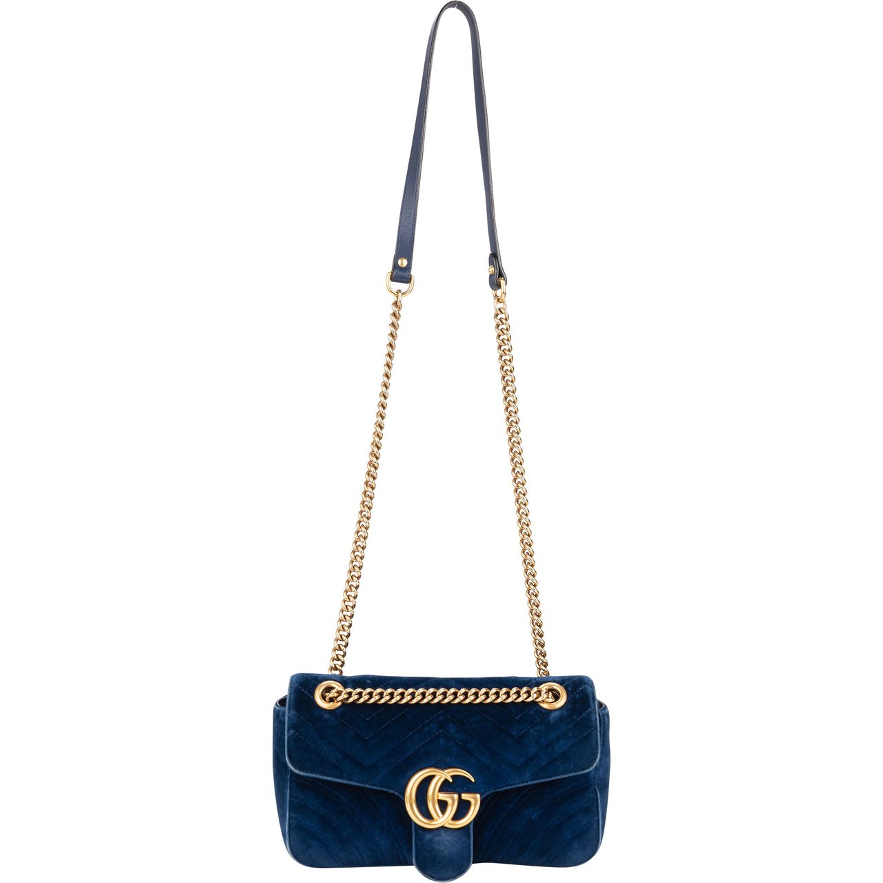 Gucci Gucci Blu Satin Marmont Stitch Crossbody Bag Divers
