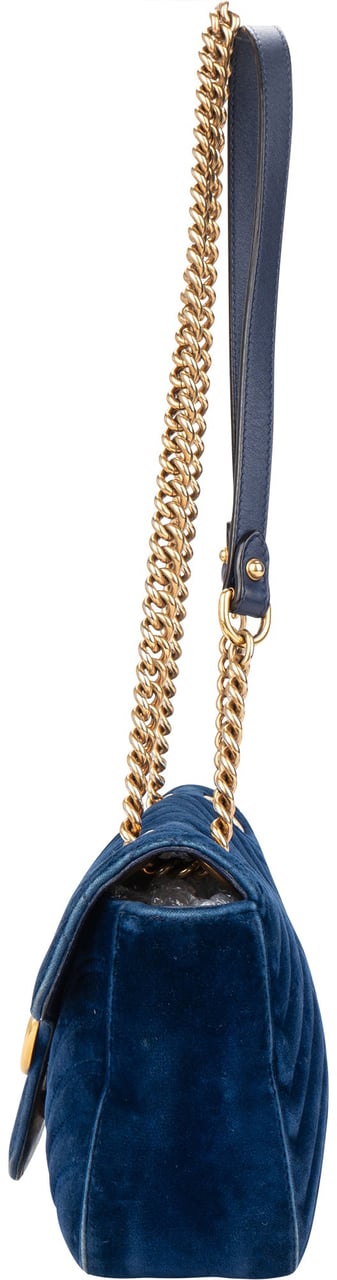 Gucci Gucci Blu Satin Marmont Stitch Crossbody Bag Divers