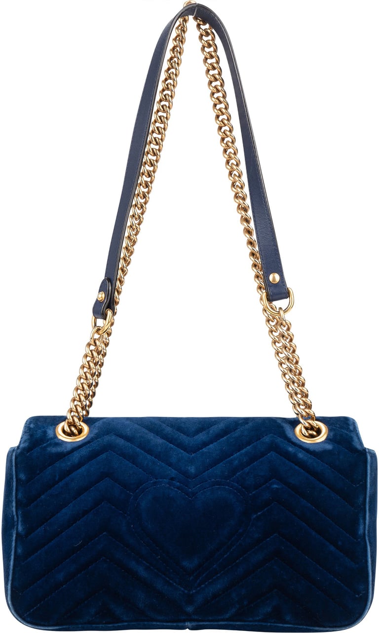 Gucci Gucci Blu Satin Marmont Stitch Crossbody Bag Divers