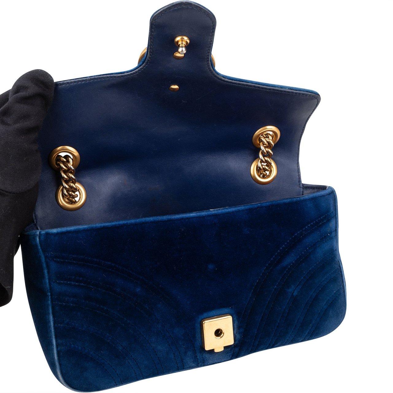 Gucci Gucci Blu Satin Marmont Stitch Crossbody Bag Divers