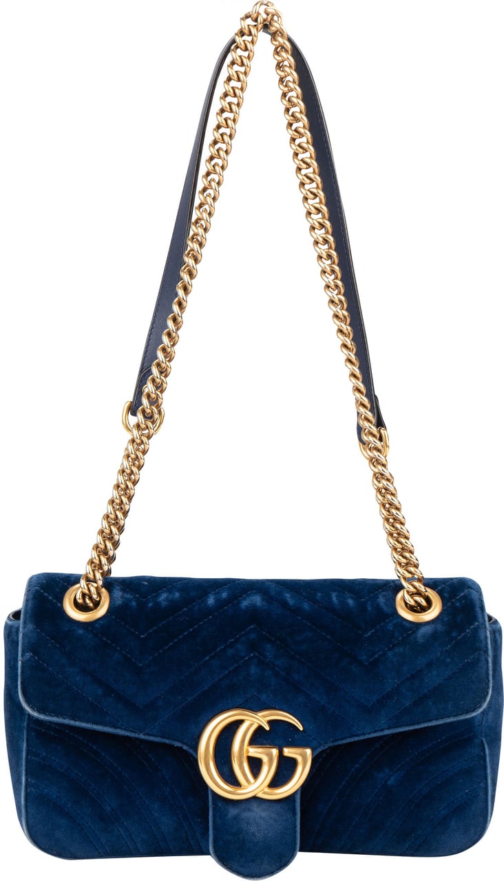 Gucci Gucci Blu Satin Marmont Stitch Crossbody Bag Divers