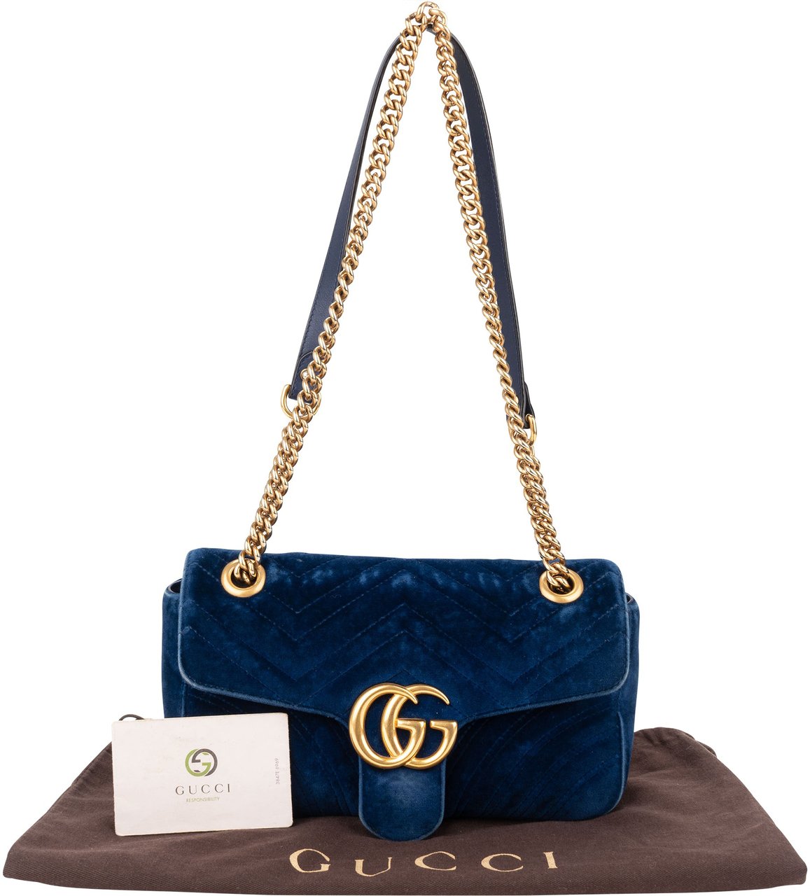 Gucci Gucci Blu Satin Marmont Stitch Crossbody Bag Divers