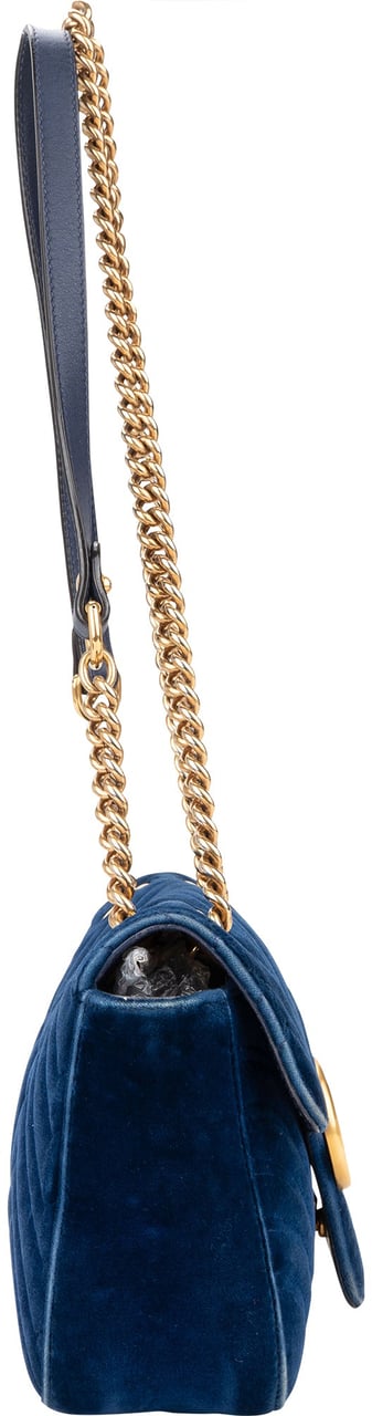 Gucci Gucci Blu Satin Marmont Stitch Crossbody Bag Divers