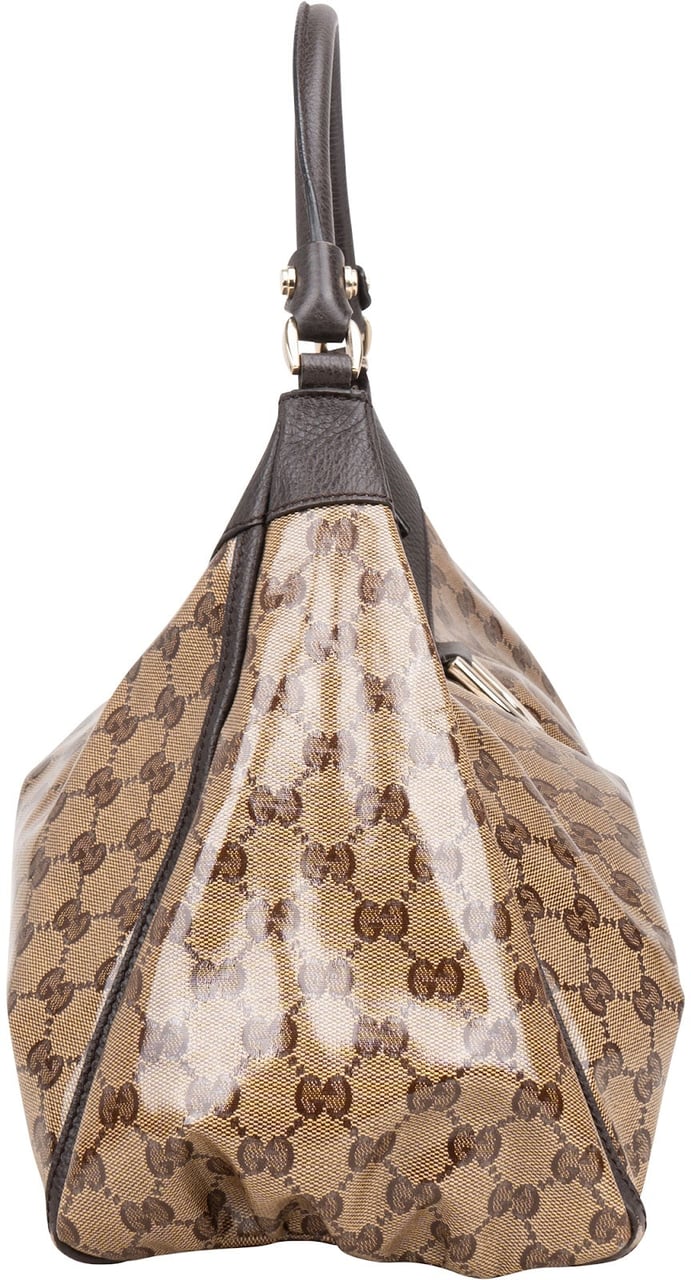 Gucci Gucci Monogram GG Crystal Abbey D-Ring Hobo Shoulder Bag Beige
