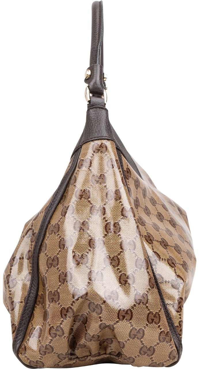 Gucci Gucci Monogram GG Crystal Abbey D-Ring Hobo Shoulder Bag Beige