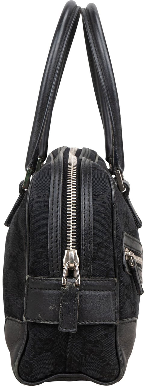 Gucci Gucci Monogram GG Canvas Twin Pocket Boston Handbag Zwart
