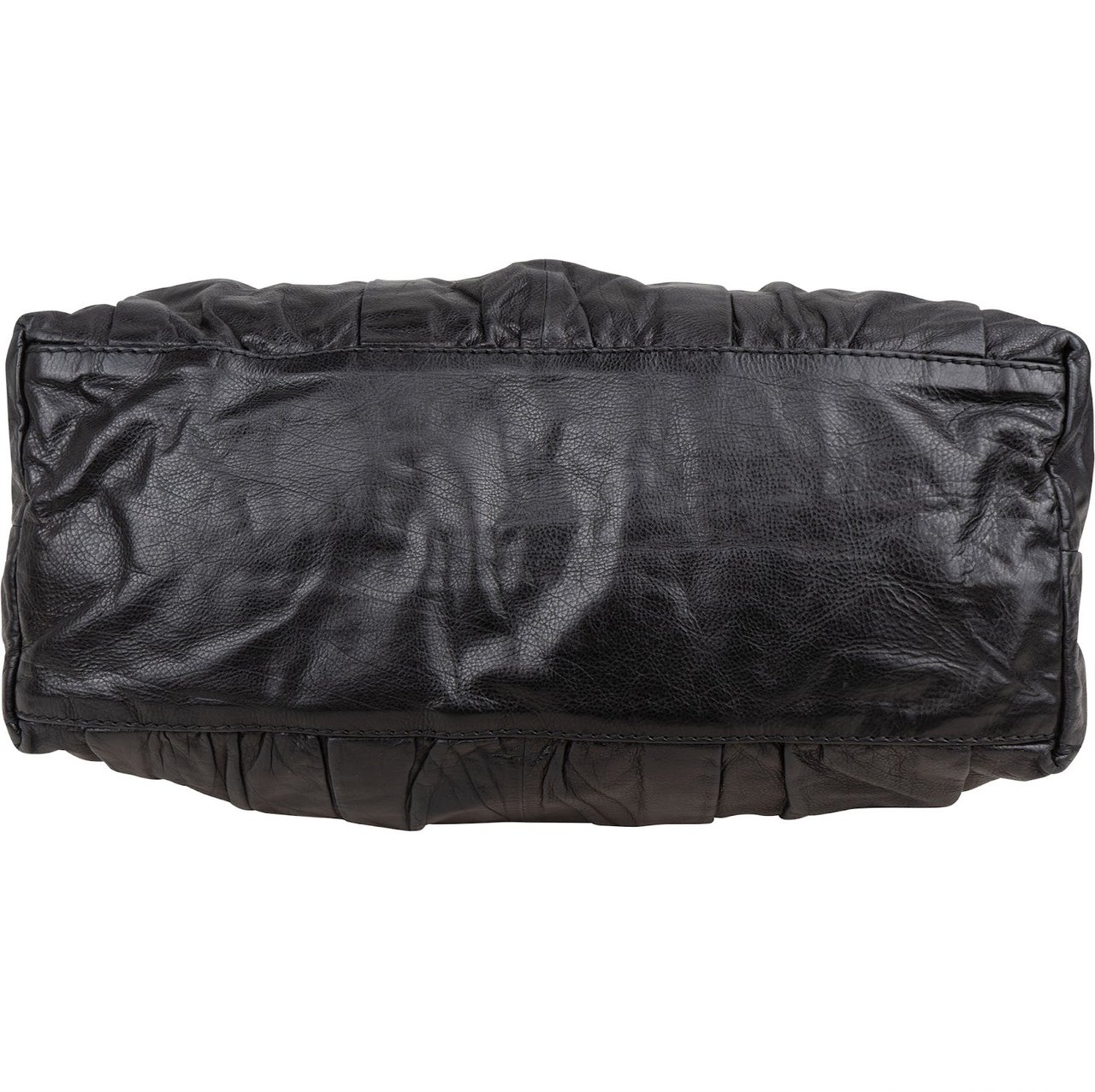 Gucci Gucci Black Leather Indy Bamboo Shoulder Bag Zwart