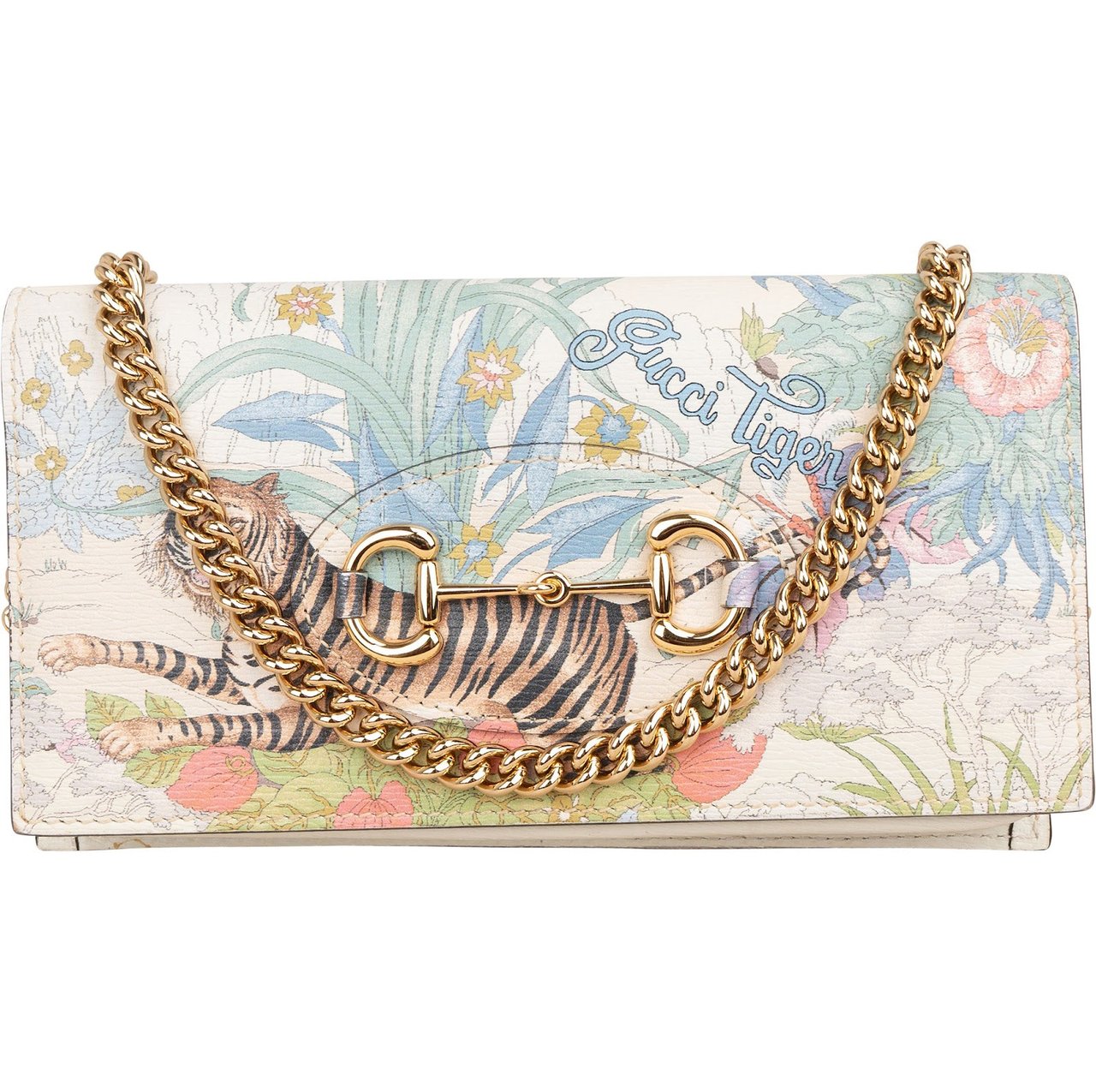 Gucci Tiger Print Horsebit 1955 Chain Wallet on Chain Crossbody Bag Divers