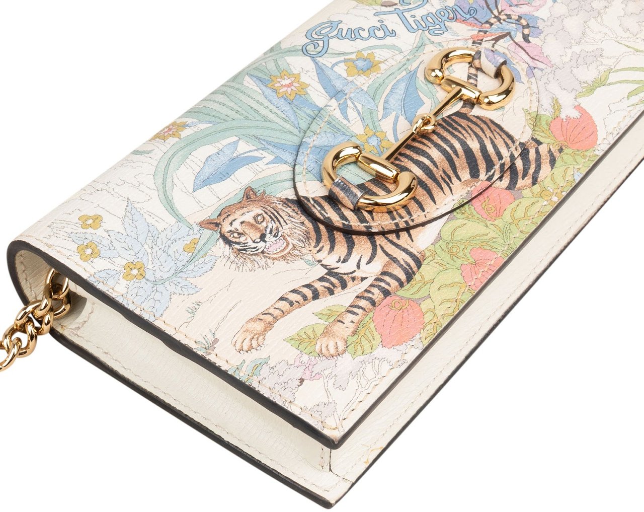 Gucci Tiger Print Horsebit 1955 Chain Wallet on Chain Crossbody Bag Divers