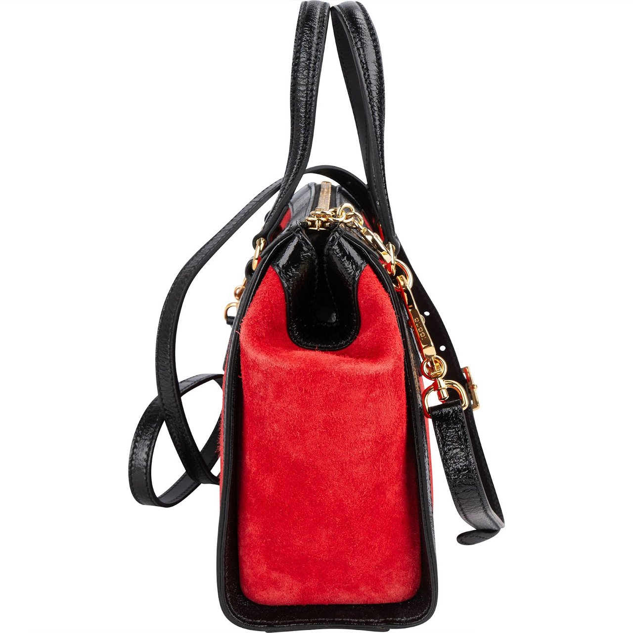 Gucci Gucci Patent Leather Suede Ophidia Small Handbag Rood