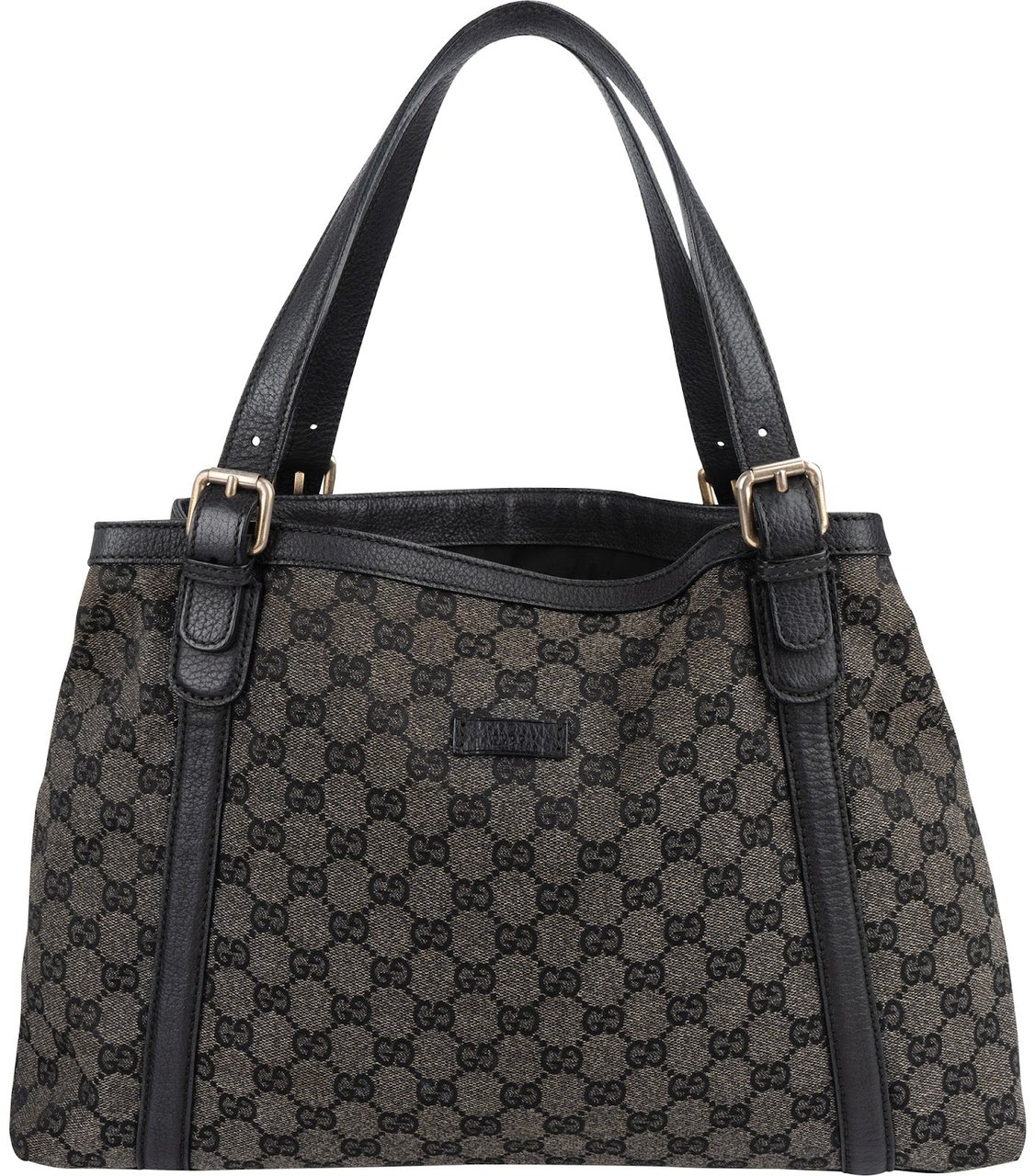 Gucci Gucci Monogram GG Buckle Tote Shoulder Bag Zwart