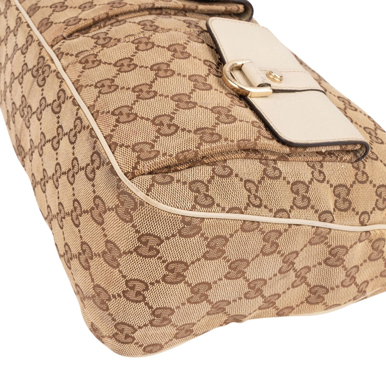 Gucci Gucci Monogram GG Abbey Double Pocket Hobo Shoulder Bag Beige