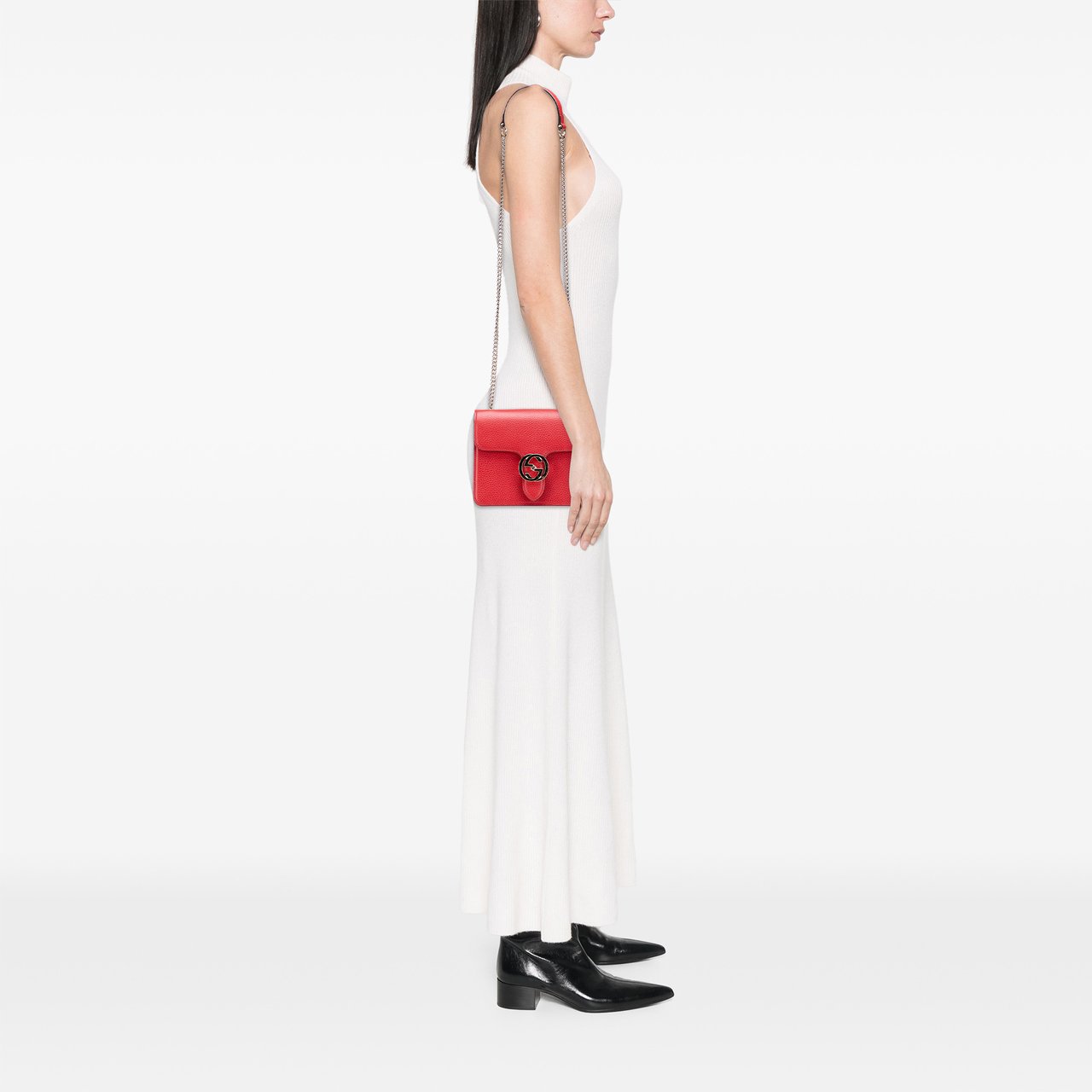Gucci Small Dollar Calfskin Interlocking G Crossbody Rood