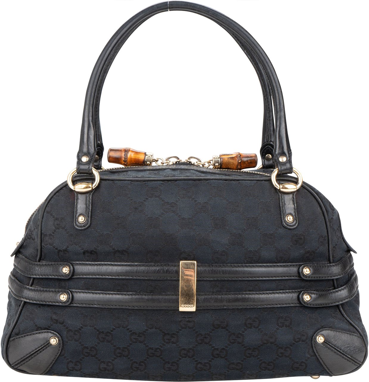 Gucci GG Monogram Horsebit Handbag Zwart