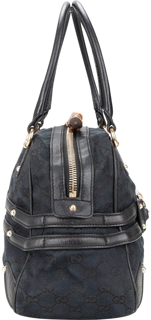 Gucci GG Monogram Horsebit Handbag Zwart